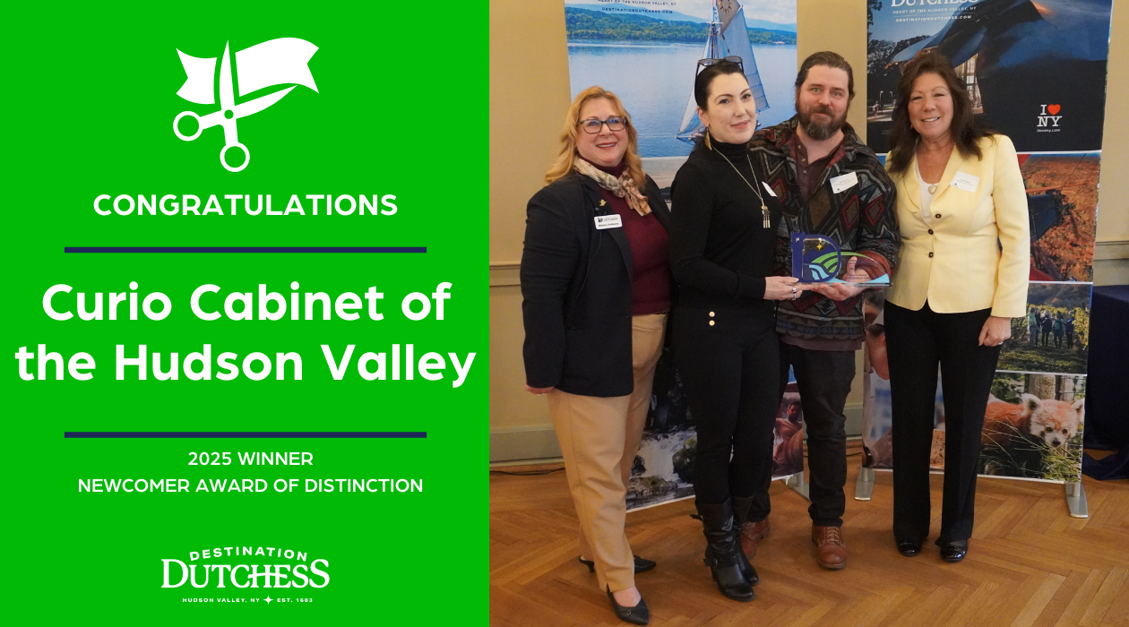 Laura Bell and Ian Burns, Owners, Curio Cabinet of the Hudson Valley, at the Destination Dutchess Awards of Distinction Breakfast in 2025