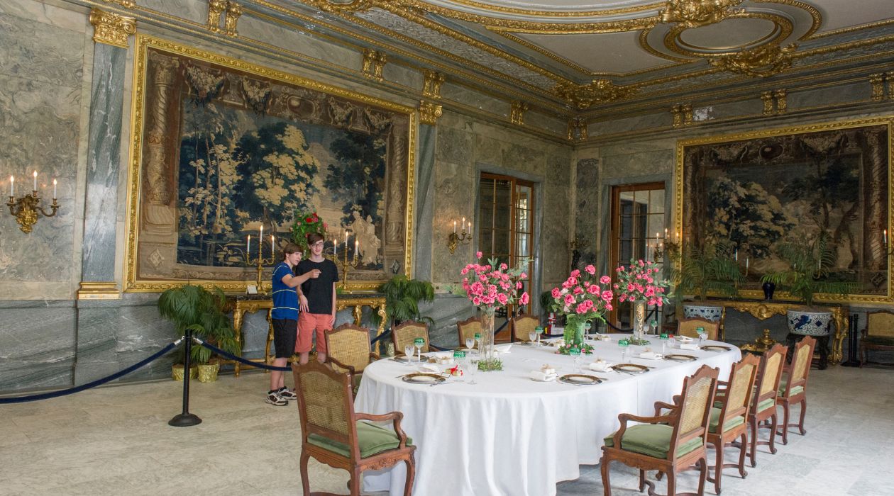 The dining room in the Mills family mansion at Staatsburgh State Historic Site, Staatsburg