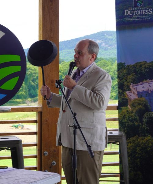 Dutchess County Historian William P. Tatum at Fishkill Farms in Hopewell Junction