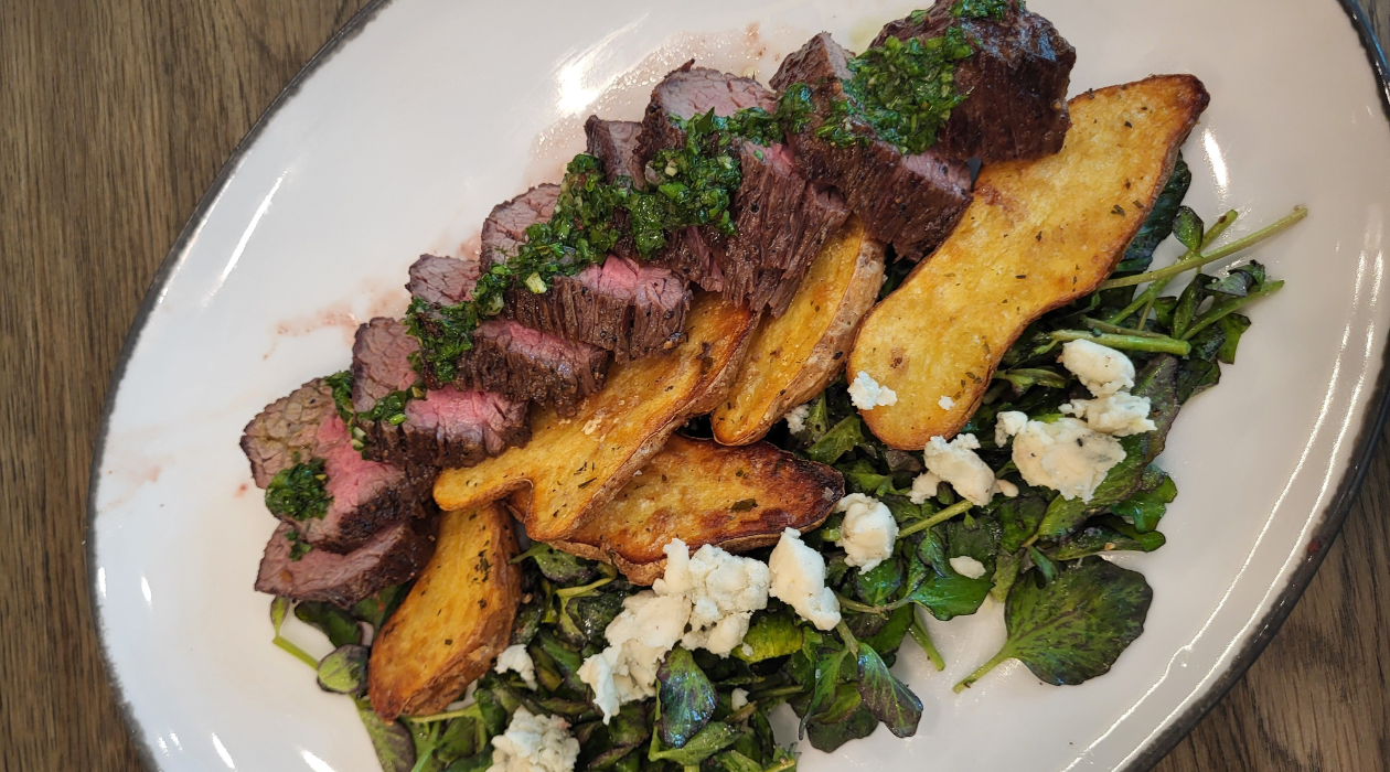 Steak potatoes and greens at The Salt Line Hudson Valley