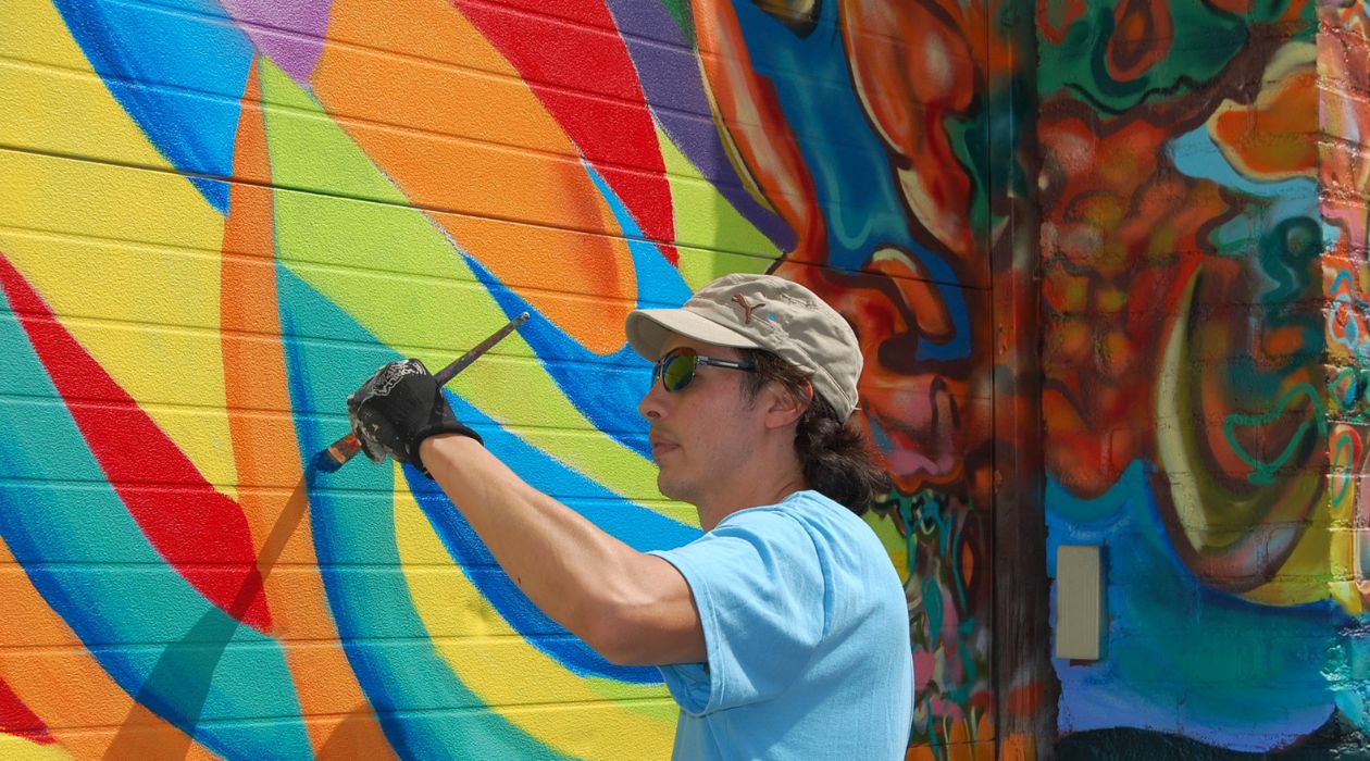 Mural being painted in Poughkeepsie