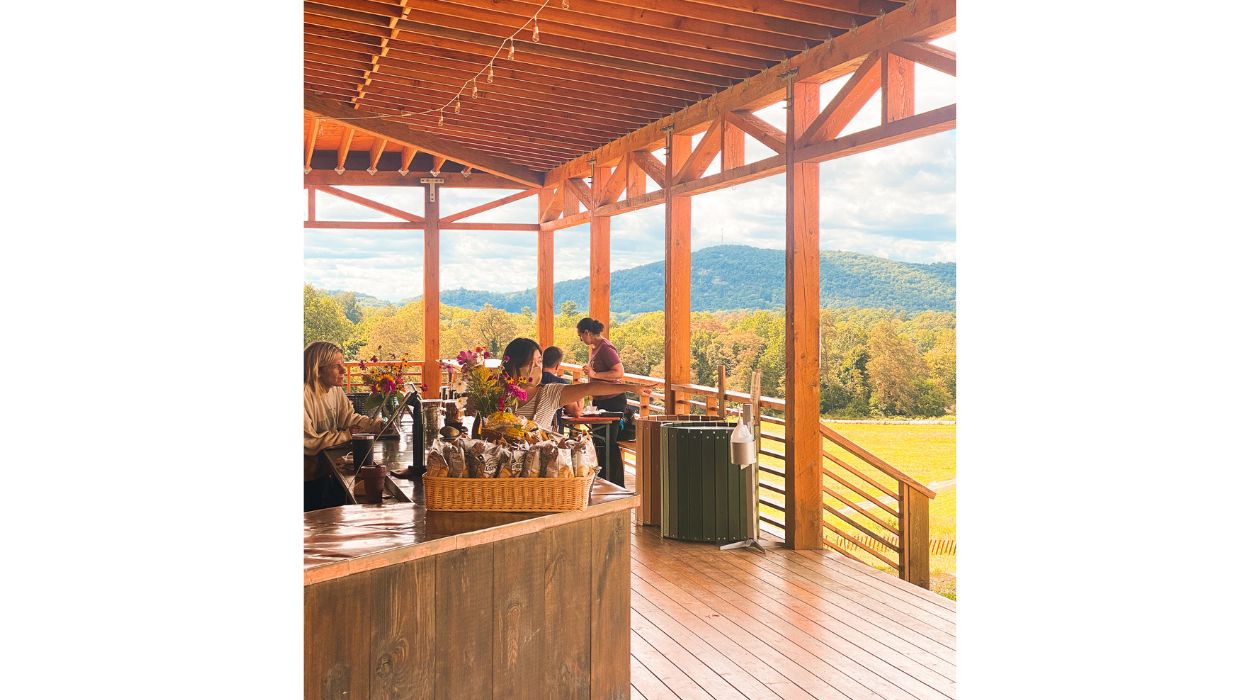 Wooden cider bar at Treasury Cider at Fishkill Farms